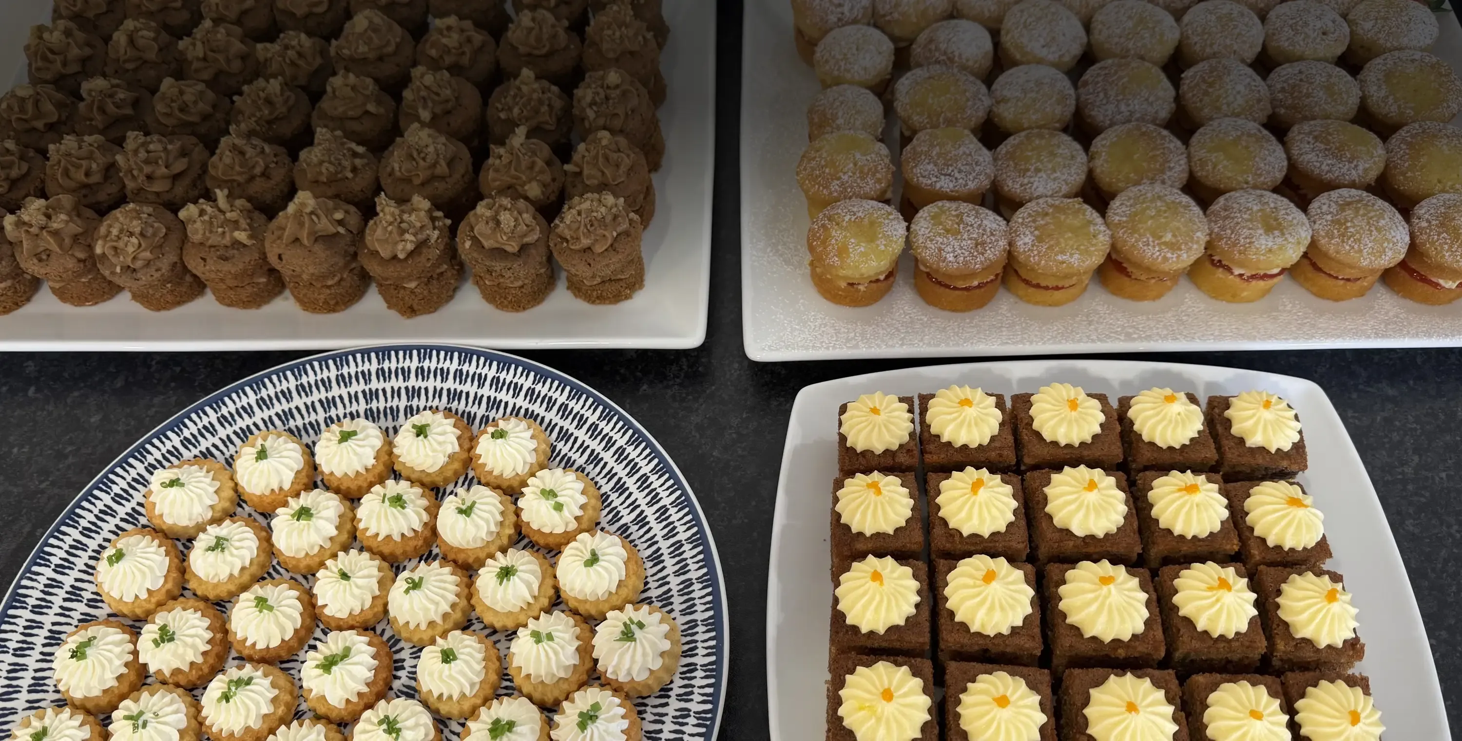 plates of cakes and cheese shortbreads