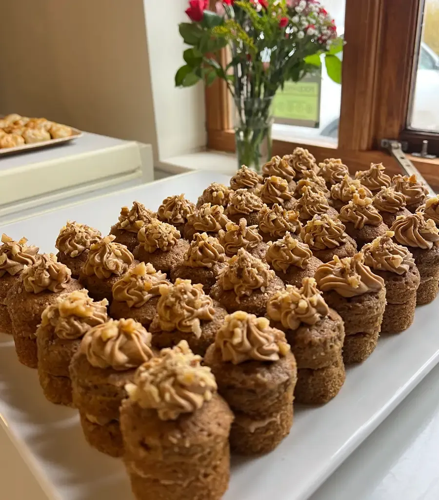 Mini coffee and walnut cakes